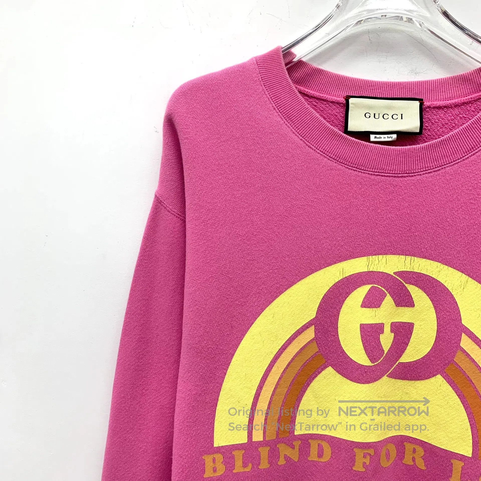 Gucci Guicci Pink logo print cotton round neck long sleeve sweat Size US S / EU 44-46 / 1 - 3 Thumbnail
