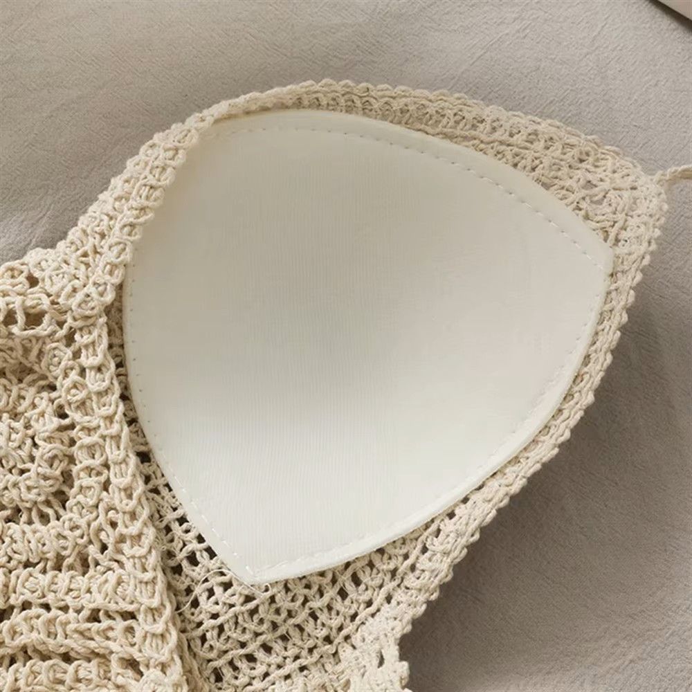 Other Cream Handmade Crochet Lace Halter Bralette Top, Crop Top Size ONE SIZE - 4 Thumbnail