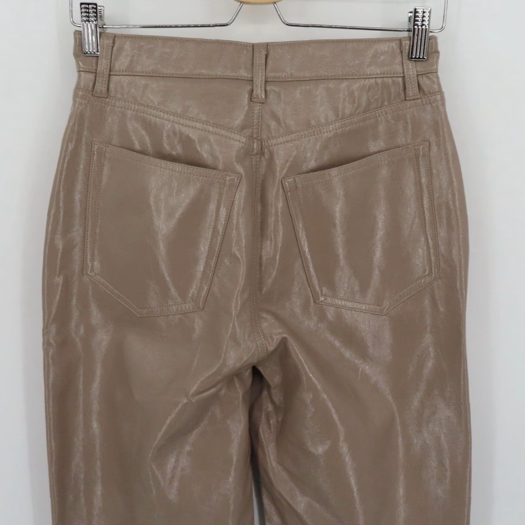 Abercrombie & Fitch Abercrombie & Fitch Women 27 90s Straight Ultra High Beige Faux Leather Pant Shirt? Size 27" / US 4 / IT 40 - 7 Thumbnail
