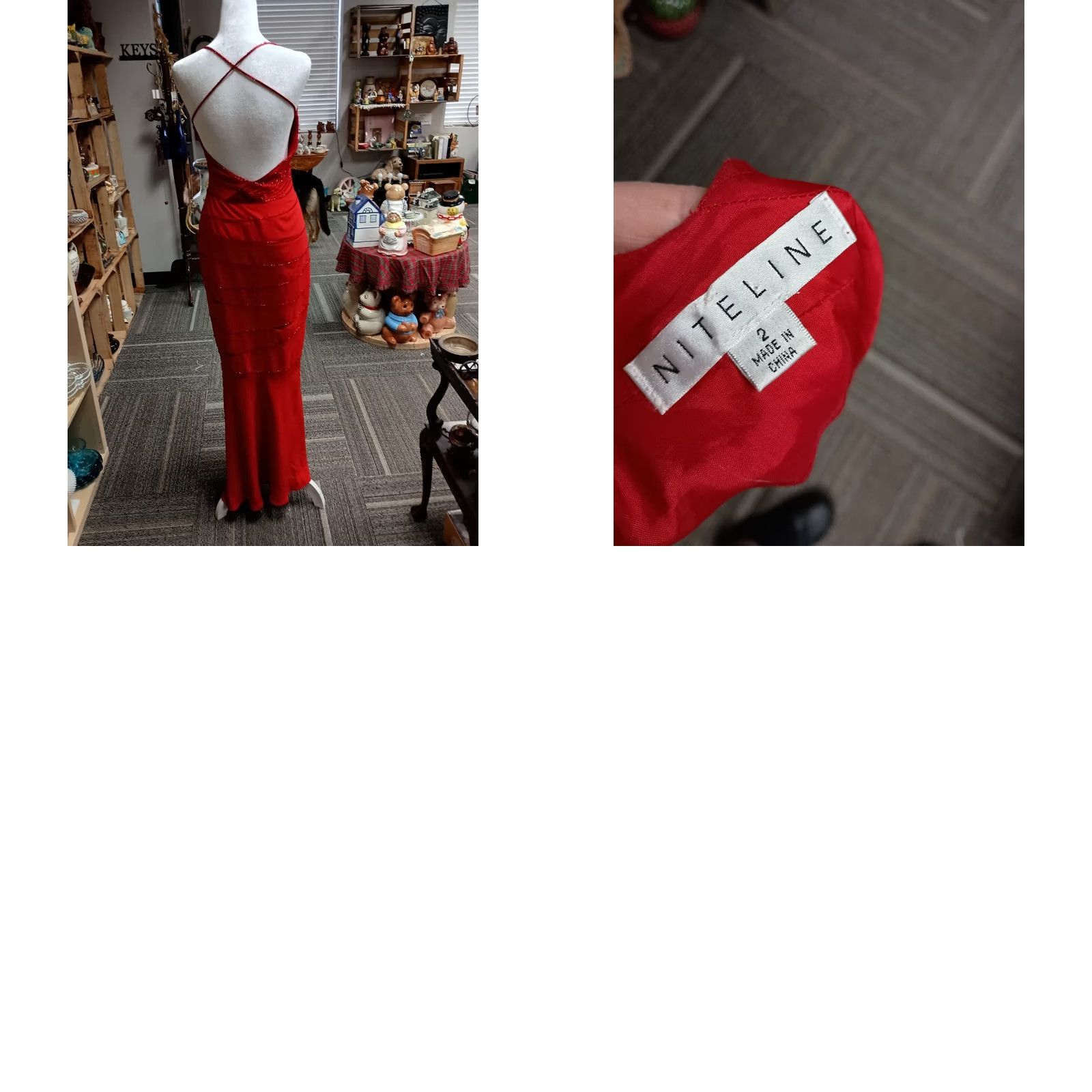Vintage Niteline Prom Evening Gown Maxi Dress Womens Size 2 Red Beaded Cutout Open Back dress Size XS / US 0-2 / IT 36-38 - 9 Thumbnail