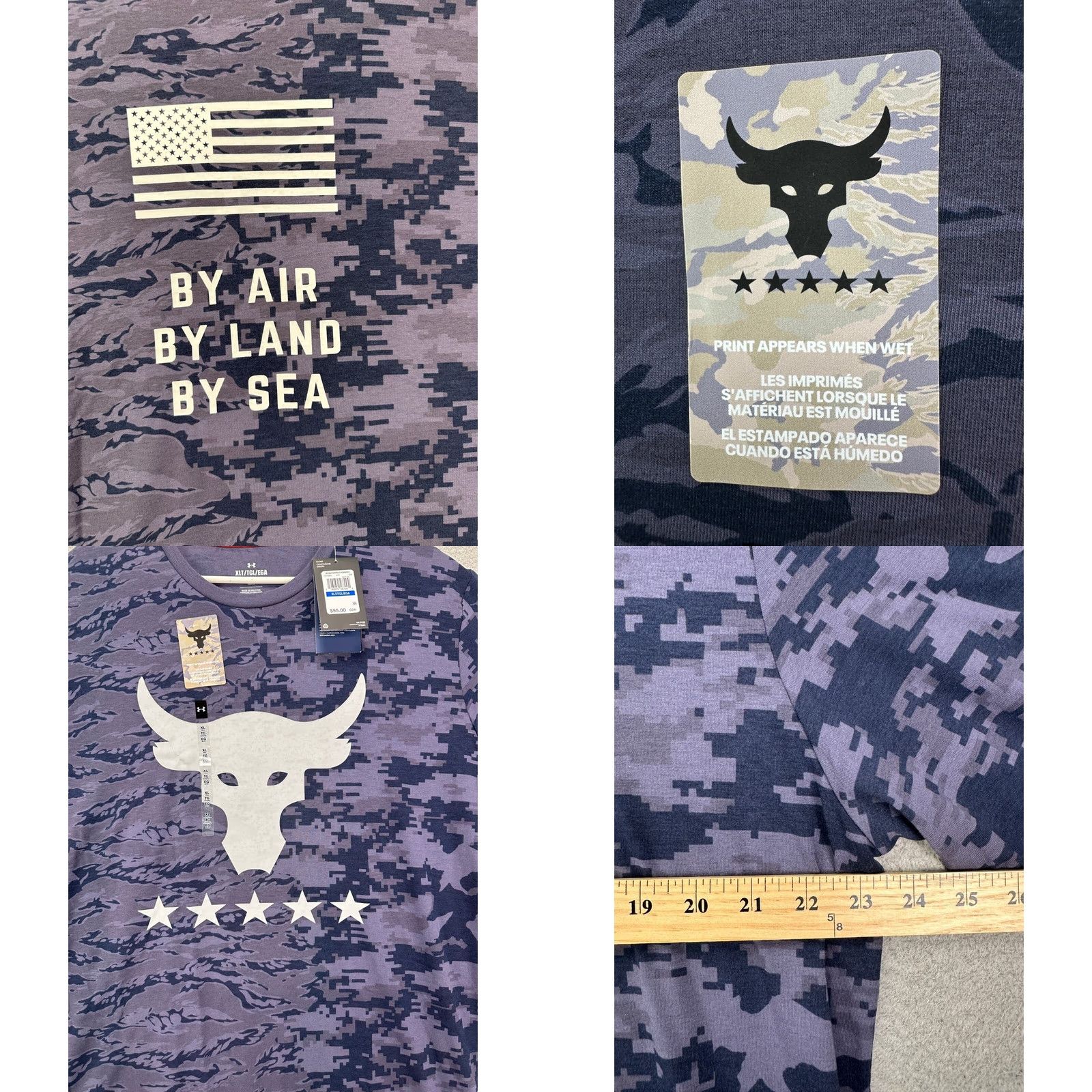 Under Armour Under Armour The Project Rock Shirt Mens XLT Tall Blue Camo Tee NEW Size US XL / EU 56 / 4 - 8 Thumbnail