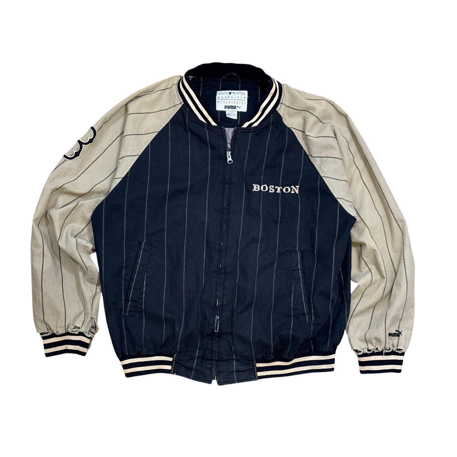 MLB Y2K Boston Red Sox Puma MLB 2001 jacket thrashed Large Size US L / EU 52-54 / 3 - 1 Thumbnail