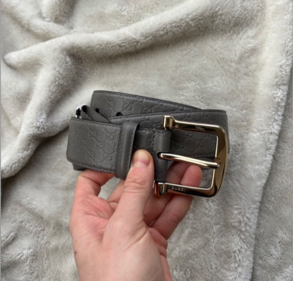 Gucci Gucci Grey Monogram Belt Size 34 - 1 Thumbnail