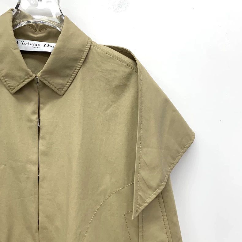 Dior Brown bee embroidered cotton lapel cloak coat 2505-Nex