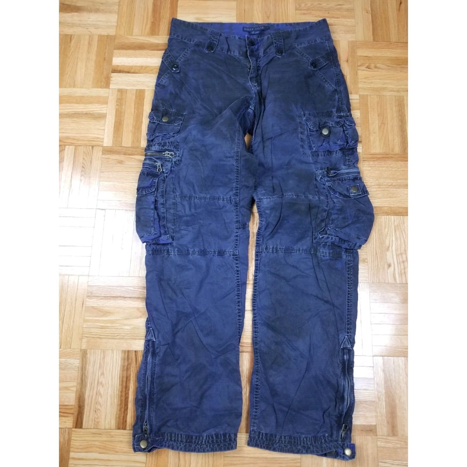 Ralph Lauren RALPH LAUREN POLO NAVY DISTRESSED DYED WASH CARGO WOMEN'S PANTS SZ 8 USED Size 24" / US 00 / IT 34 - 2 Thumbnail