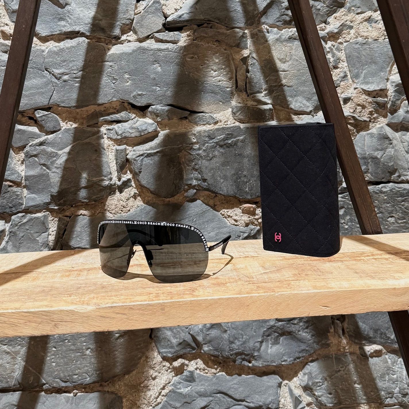 Chanel Chanel 2023 Coco Beach Black Shield Logo Sunglasses Size ONE SIZE - 1 Thumbnail