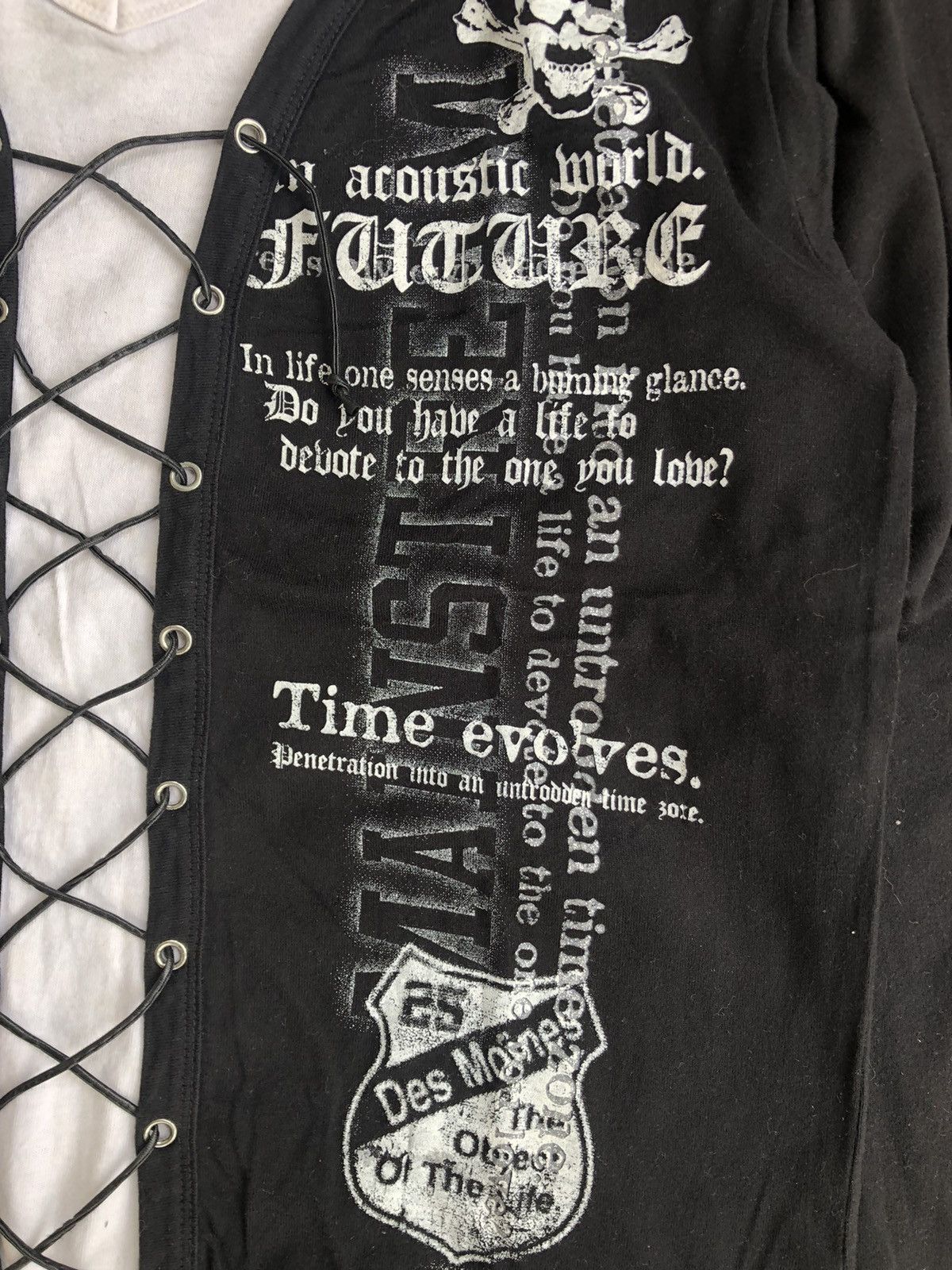 Japanese Brand Beaumont carr lace up poem words double layer longsleeve Size US L / EU 52-54 / 3 - 6 Thumbnail