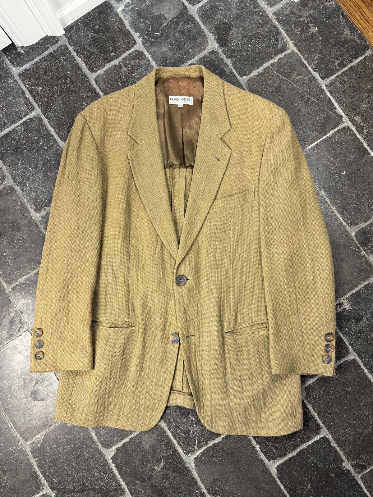 Giorgio Armani 90s Giorgio Armani Linen Jacket Vintage Le Collezioni Blazer Size 40R - 15 Thumbnail