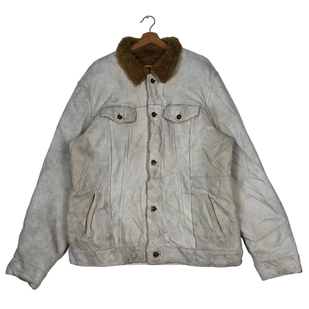 Japanese Brand 🔥Vtg Shearling Genuine Leather Jacket Gap 1969 Issey Miyake Size US XL / EU 56 / 4 - 1 Thumbnail