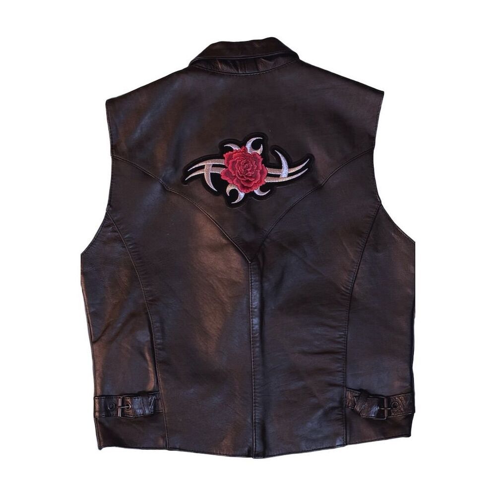 Vintage Vintage UNIK Y2K Black Leather Biker Vest L with Vintage Pi Size L / US 10 / IT 46 - 7 Thumbnail