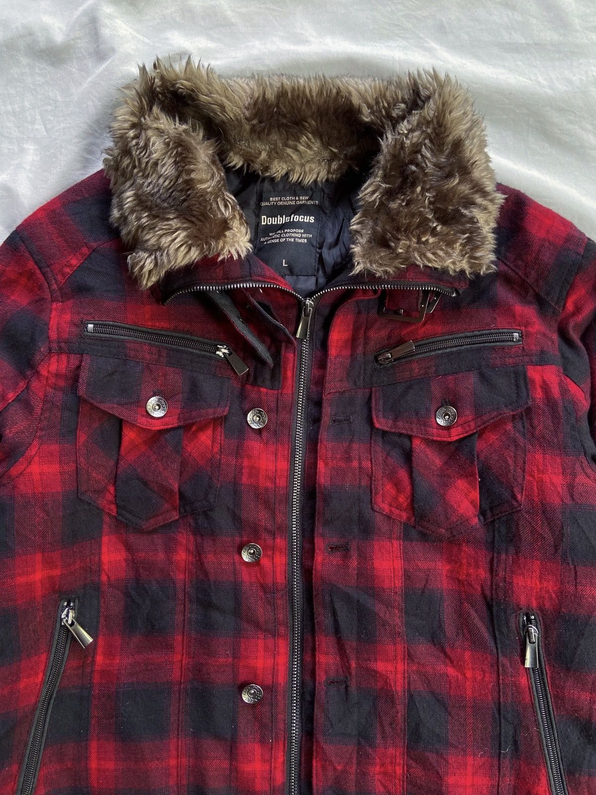 PPFM DOUBLE FOCUS BONDAGE PUNK PLAID FUR JACKET Size US M / EU 48-50 / 2 - 6 Thumbnail