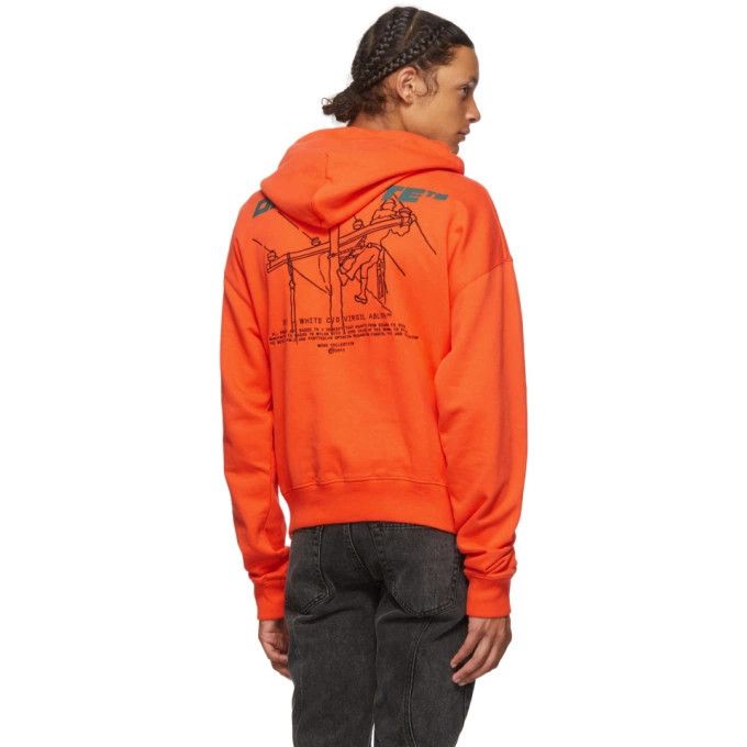 Off-White Orange Trellis Worker Logo Oversized Hoodie Size US M / EU 48-50 / 2 - 2 Thumbnail