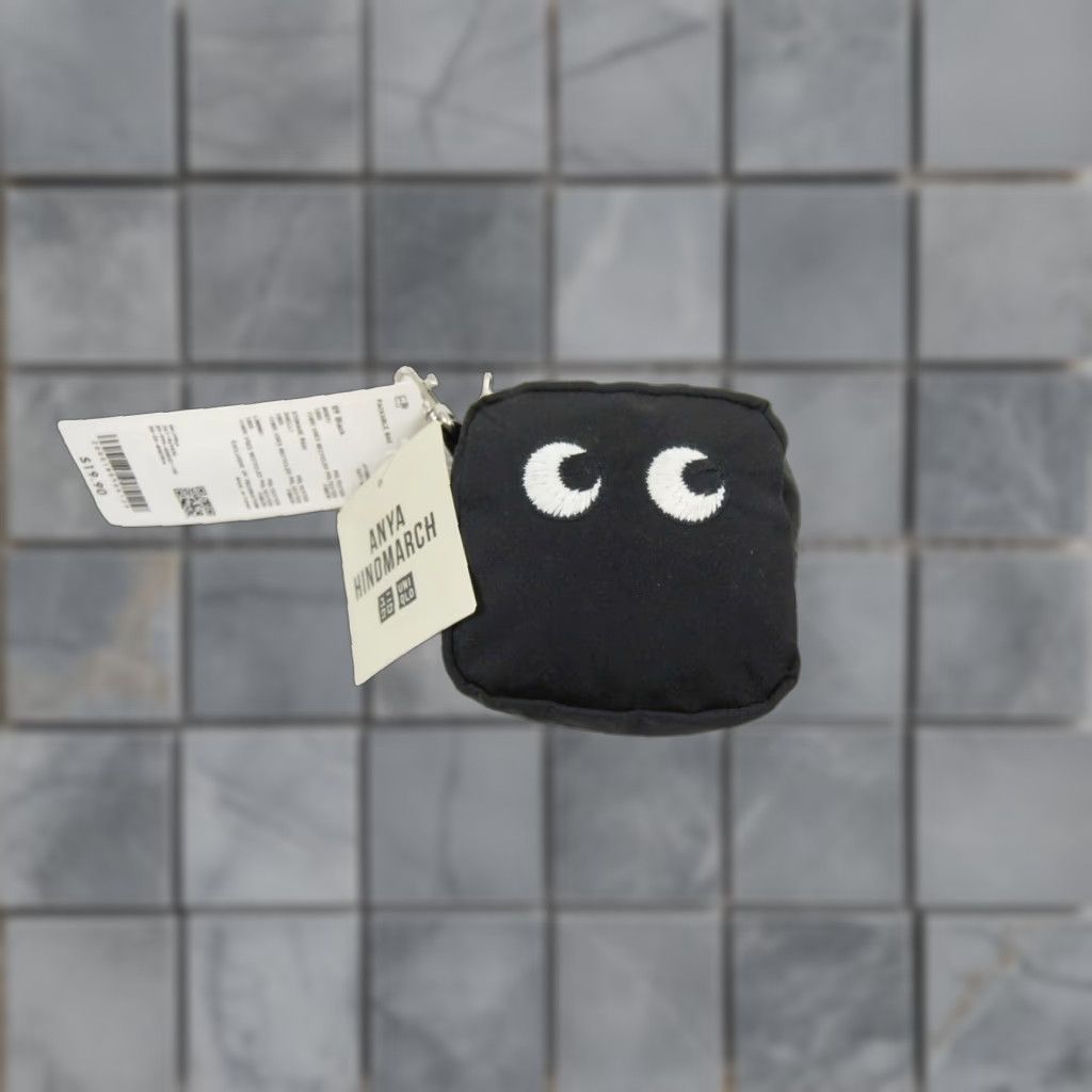 Uniqlo Anya Hindmarch Bag Tote Black Keychain Charm Packable New in White, Women's