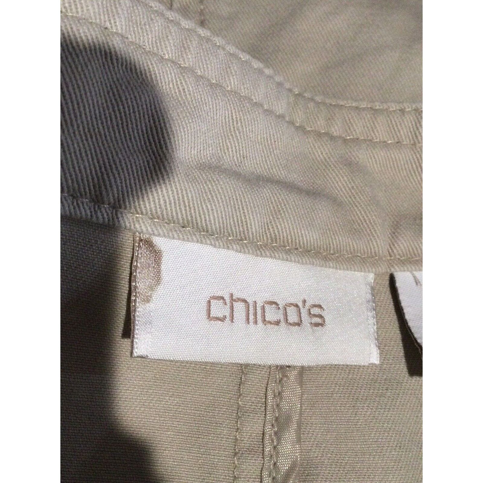Chicos Chicos Tan Zip Front Rhinestone Collar Cotton Size 1/M Size M / US 6-8 / IT 42-44 - 13 Thumbnail