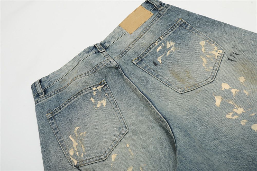 Vintage Men's punk washed distressed ink-splashed scimitar jeans Size US 32 / EU 48 - 5 Thumbnail