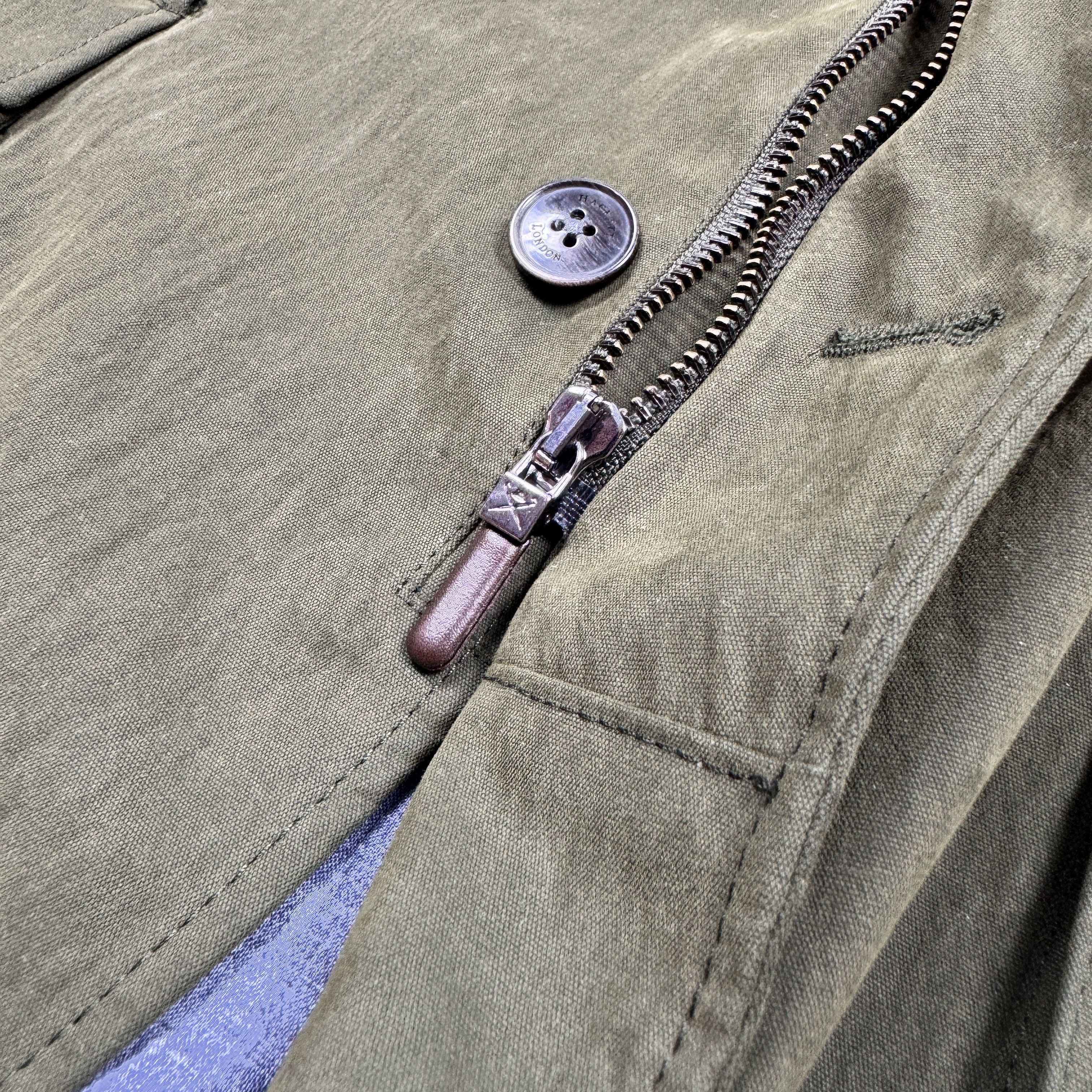 Hackett Men`s Hackett London zip through waxed Green jacket blazer Size 42R - 11 Thumbnail
