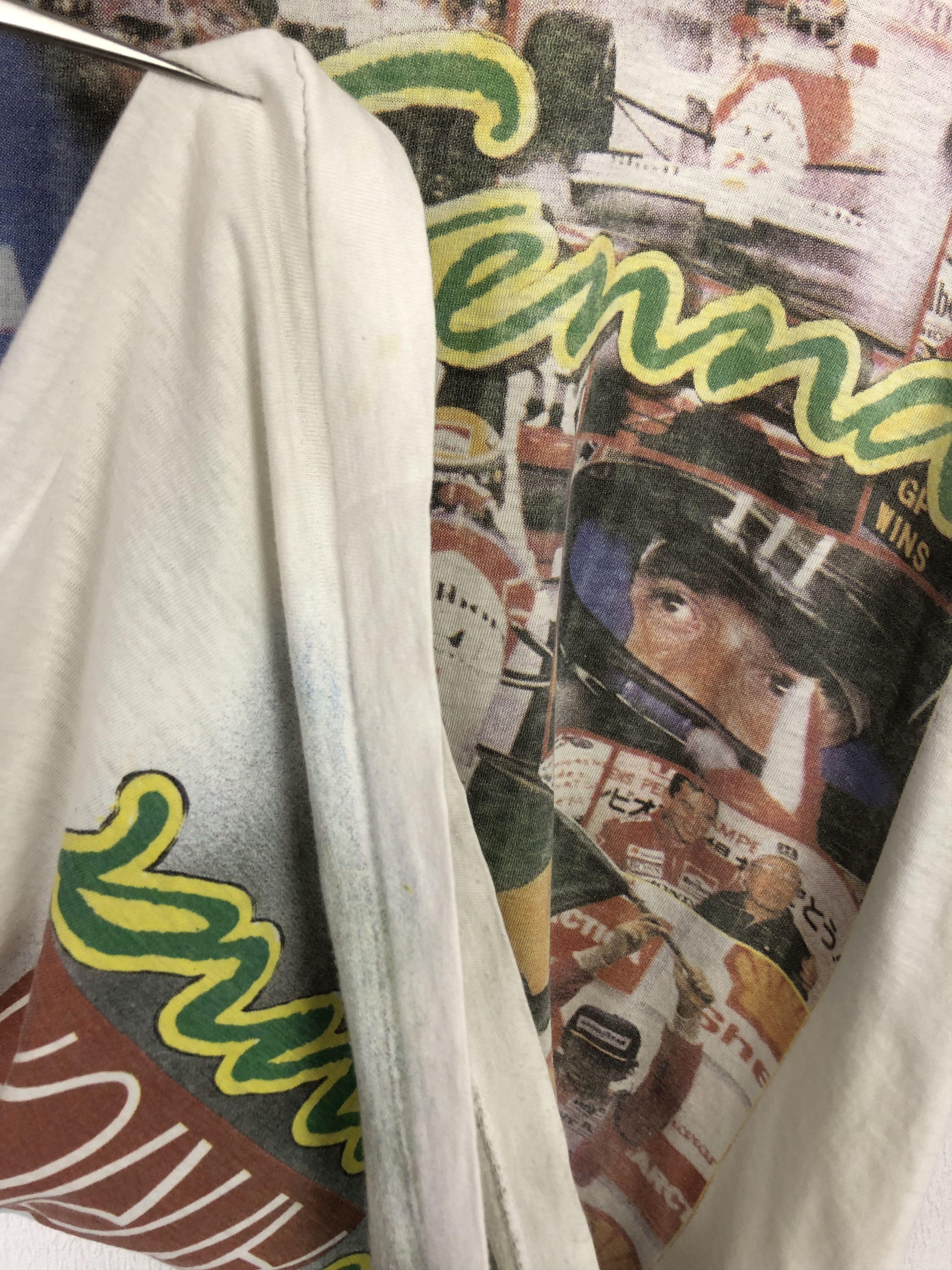 Vintage Vintage 90's Ayrton Senna Racing Tee Shirt Over Print Shirt Size US L / EU 52-54 / 3 - 12 Thumbnail