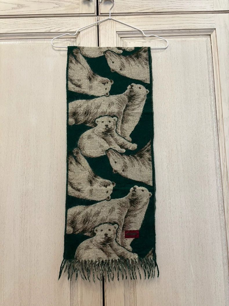 Kenzo KENZO Polar bear negative wool scarf Size ONE SIZE - 3 Thumbnail