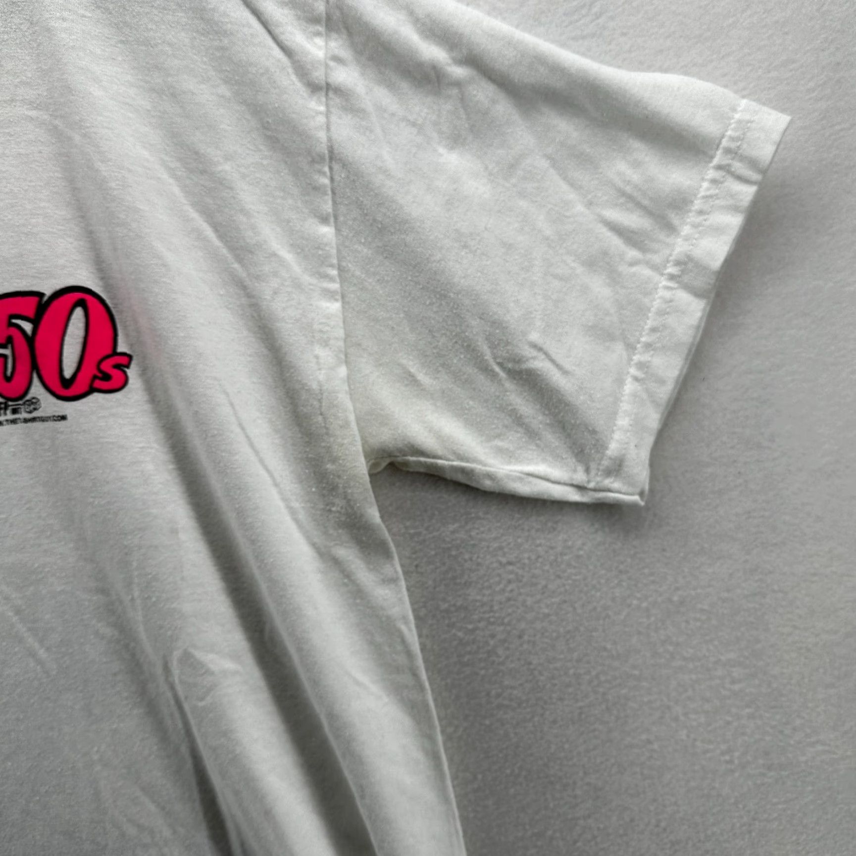 Gildan VINTAGE Lost In The 50s T Shirt Hot Rod Diner 1991 Mens Medium White Gildan 50s Crew Neck Short Sleeve Cotton Blend Regular Tee ShirtsMens Size US M / EU 48-50 / 2 - 4 Thumbnail