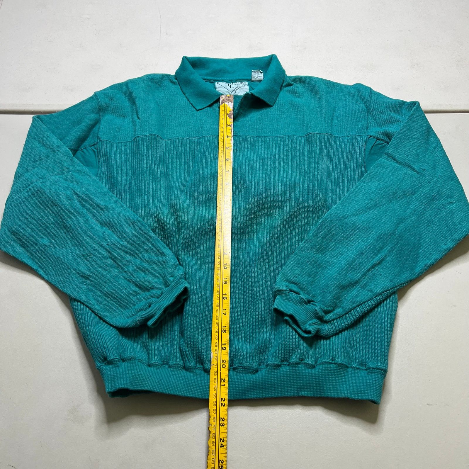 Van Heusen Vintage Van Heusen Custom Club Teal Knit Long Sleeve Polo L Size US L / EU 52-54 / 3 - 5 Thumbnail