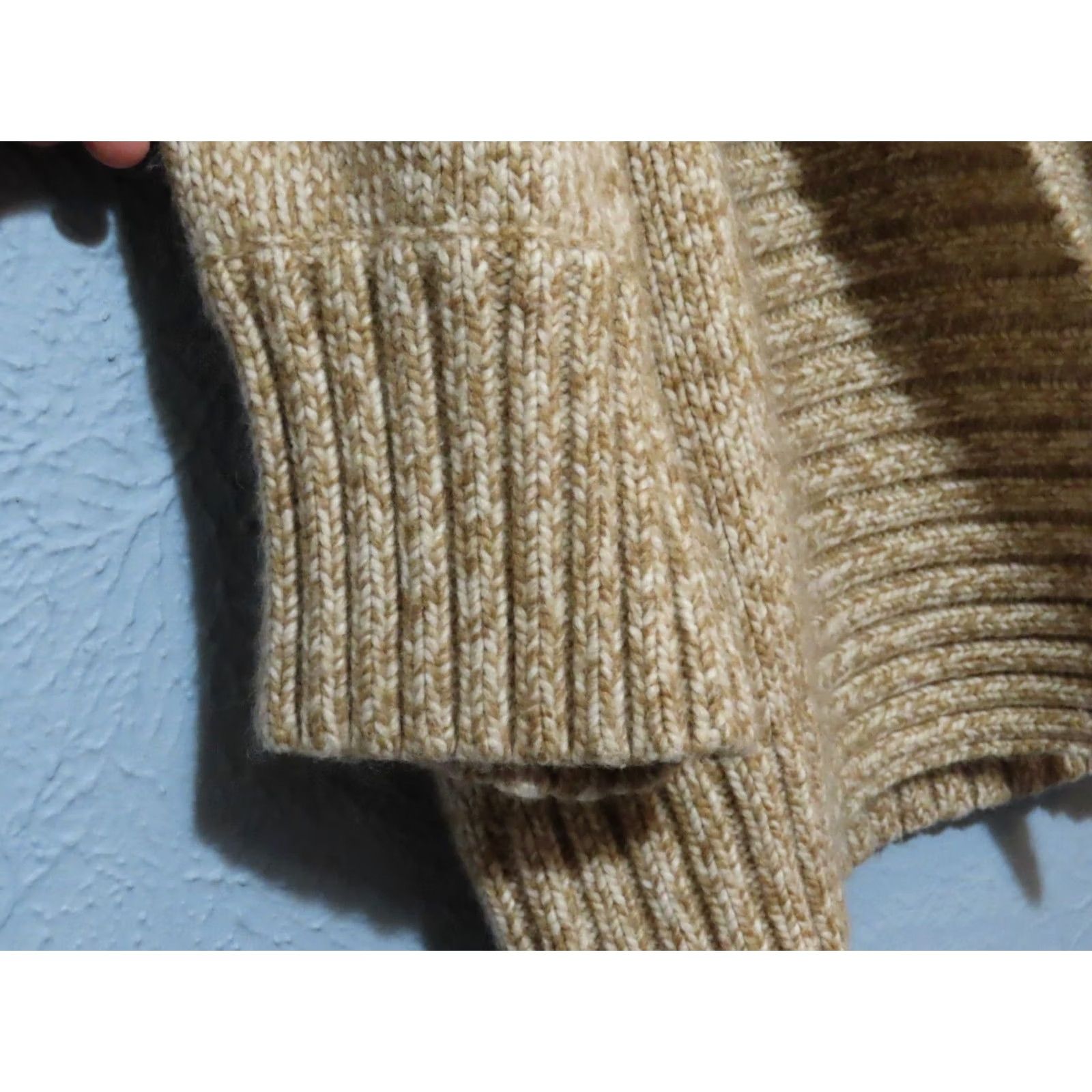 Loft VINTAGE LOFT Ann Taylor LOFT Women's M Cardigan Open Sweater Wool Blend Long Sleeve Tan Brown V-Neck 50% Wool/50% Acrylic Regular Womens Size M / US 6-8 / IT 42-44 - 5 Thumbnail