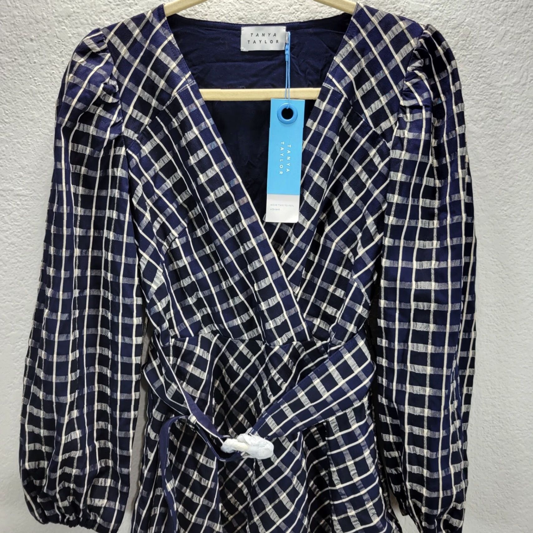 Tanya Taylor Tanya Taylor Dress Womens Nicola Mini Dress Sz 2 Blue Plaid Belted V-Neck Lined New Size XS / US 0-2 / IT 36-38 - 4 Thumbnail
