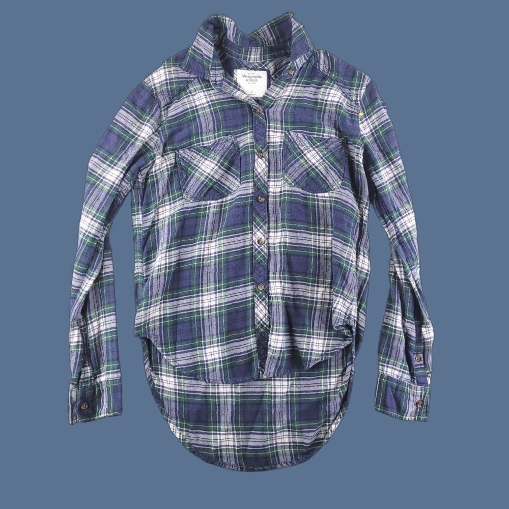 Abercrombie & Fitch Abercrombie Shirt Womens Small Flannel Green Button Up Long Sleeve Plaid Collared Size S / US 4 / IT 40 - 1 Thumbnail