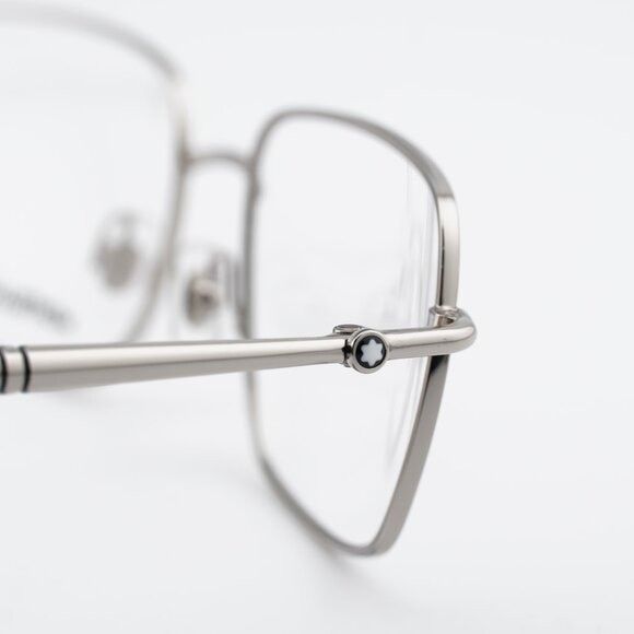 Montblanc Montblanc MB0072O 004 Eyeglasses Silver 57mm Rectangle Frame Size ONE SIZE - 7 Thumbnail