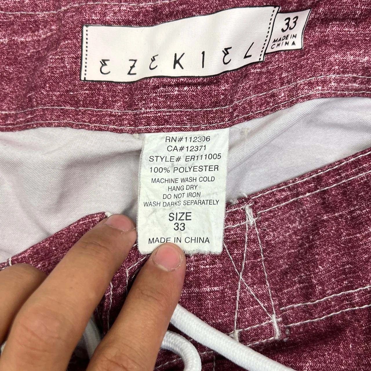 Ezekiel Ezekiel Board Shorts Men 33 Red Swim Drawstring 36x11 Size US 36 / EU 52 - 3 Thumbnail