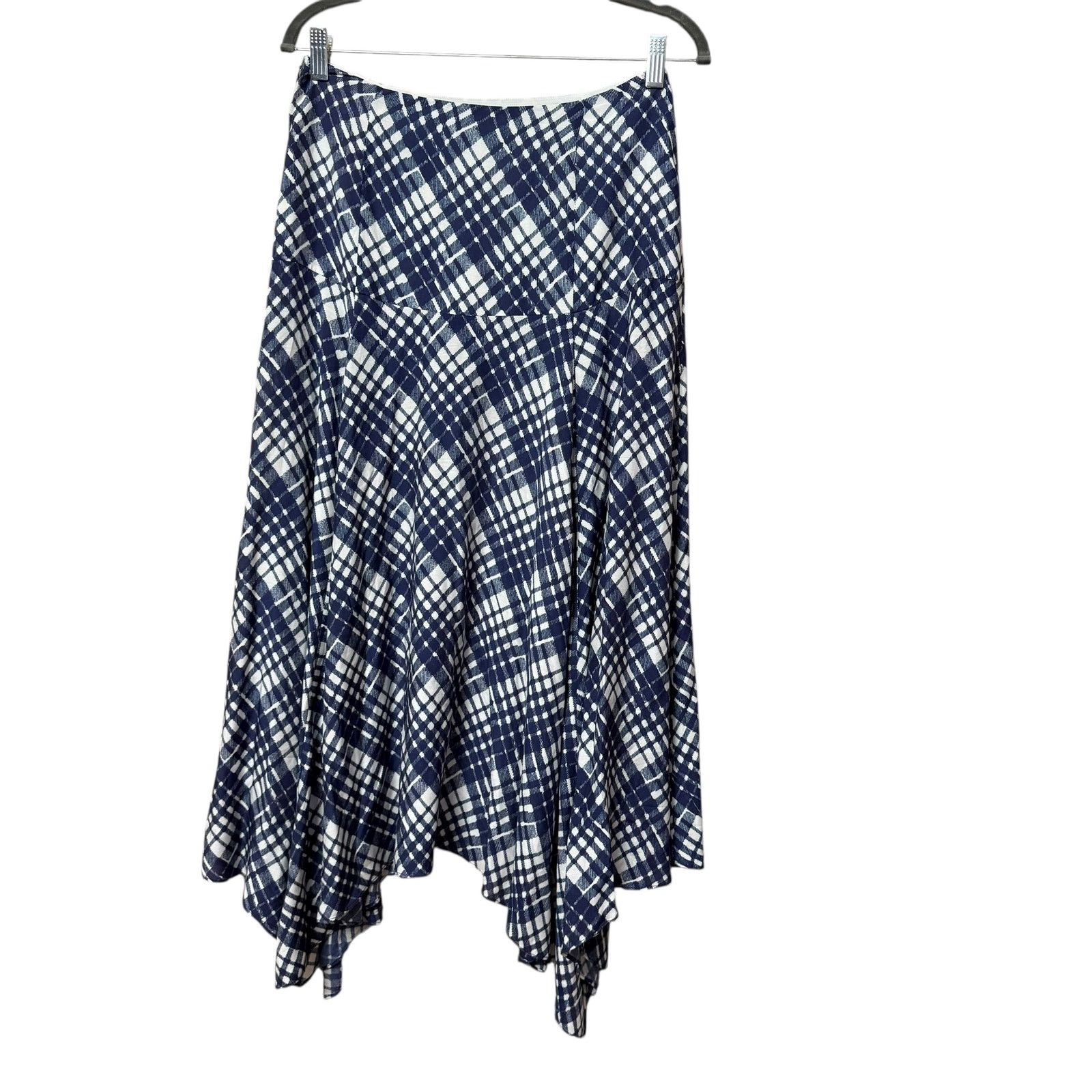 RIXO Rixo London Maggie Navy Sponge Check Skirt S Asymmetrical Size 27" / US 4 / IT 40 - 7 Thumbnail