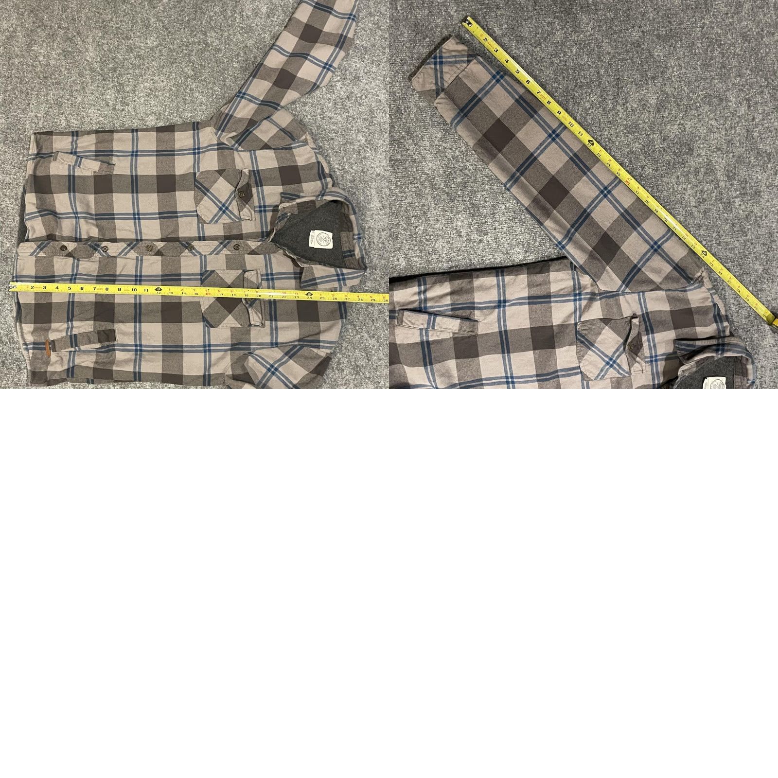 Vintage Voyager Shirt Mens L Brown Gray Blue Plaid Flannel Lined Heavyweight Polar Fleece Button-Up Pockets Size US L / EU 52-54 / 3 - 9 Thumbnail