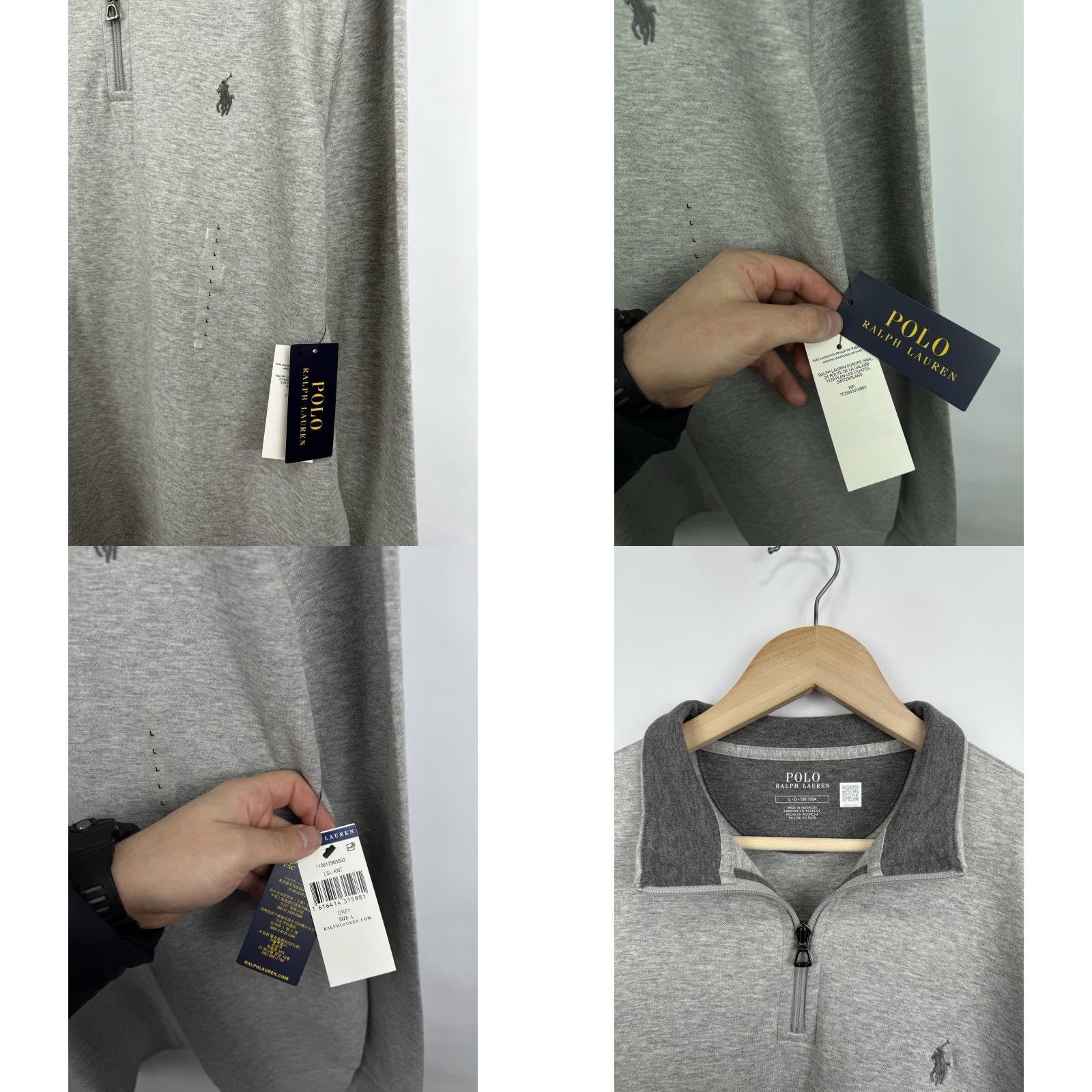 Ralph Lauren VINTAGE NWT Polo Ralph Lauren Luxury Jersey Quarter-zip Pullover Mens L Gray Sweater Size US L / EU 52-54 / 3 - 8 Thumbnail