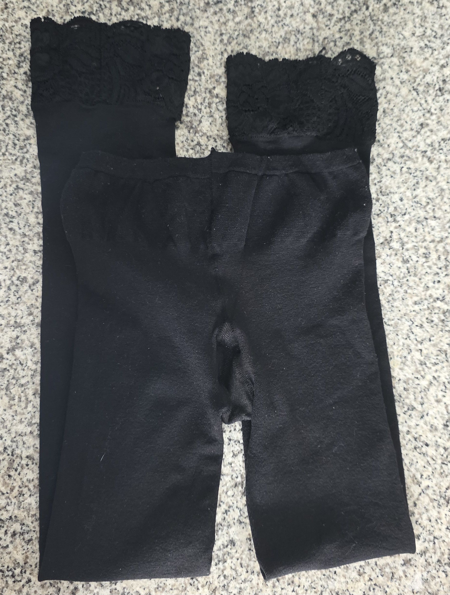 Vera Wang Simply Vera Vera Wang Black Footless Lace Tights Size 1 Size 26" / US 2 / IT 38 - 3 Thumbnail