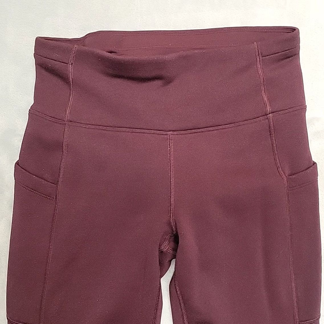 Athleta Athleta Ankle Womens S Red Leggings Maroon Altitude Stash Tight Polartec Powerstretch Size 28" / US 6 / IT 42 - 3 Thumbnail