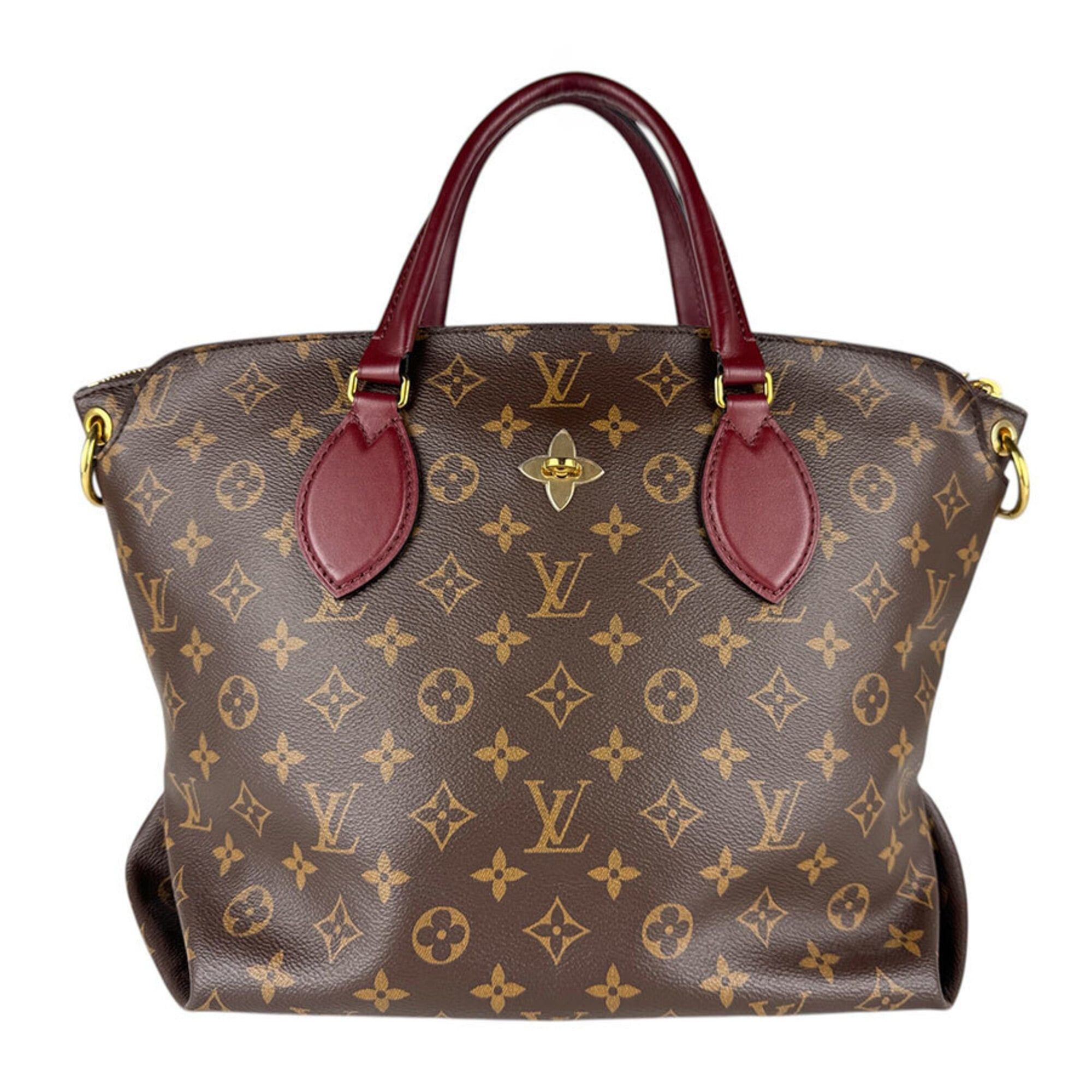 Louis Vuitton Louis Vuitton Handbag Shoulder Bag Monogram Flower Zipped Tote MM Canvas Brown Bordeaux Gold Women's M44348 Free Shipping z9188 Size ONE SIZE - 1 Thumbnail