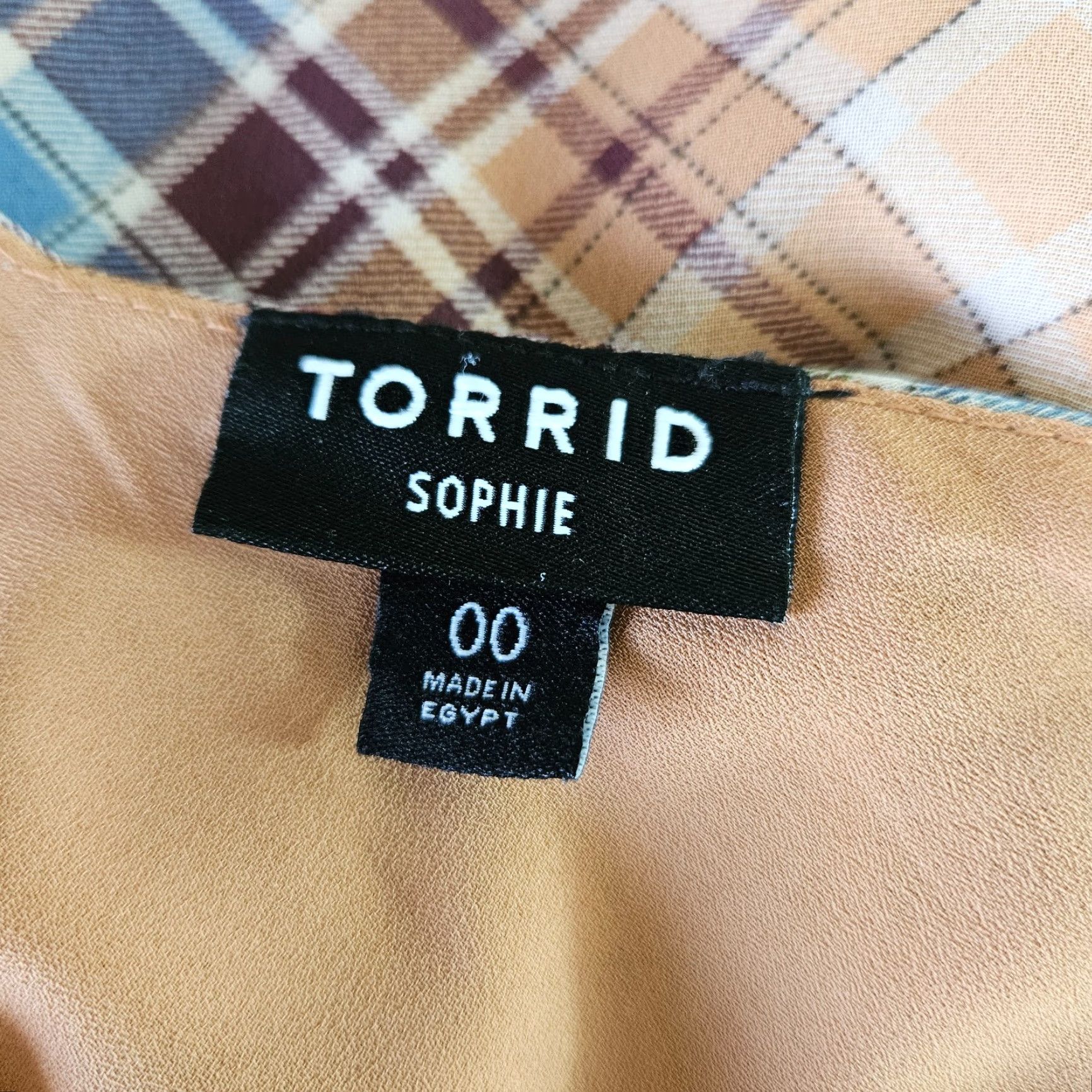 Torrid Torrid Sophie Chiffon Swing Cami M/L Brown Blue Plaid Tank Womens Size M/L Casual Sleeveless Pullover Size M / US 6-8 / IT 42-44 - 5 Thumbnail