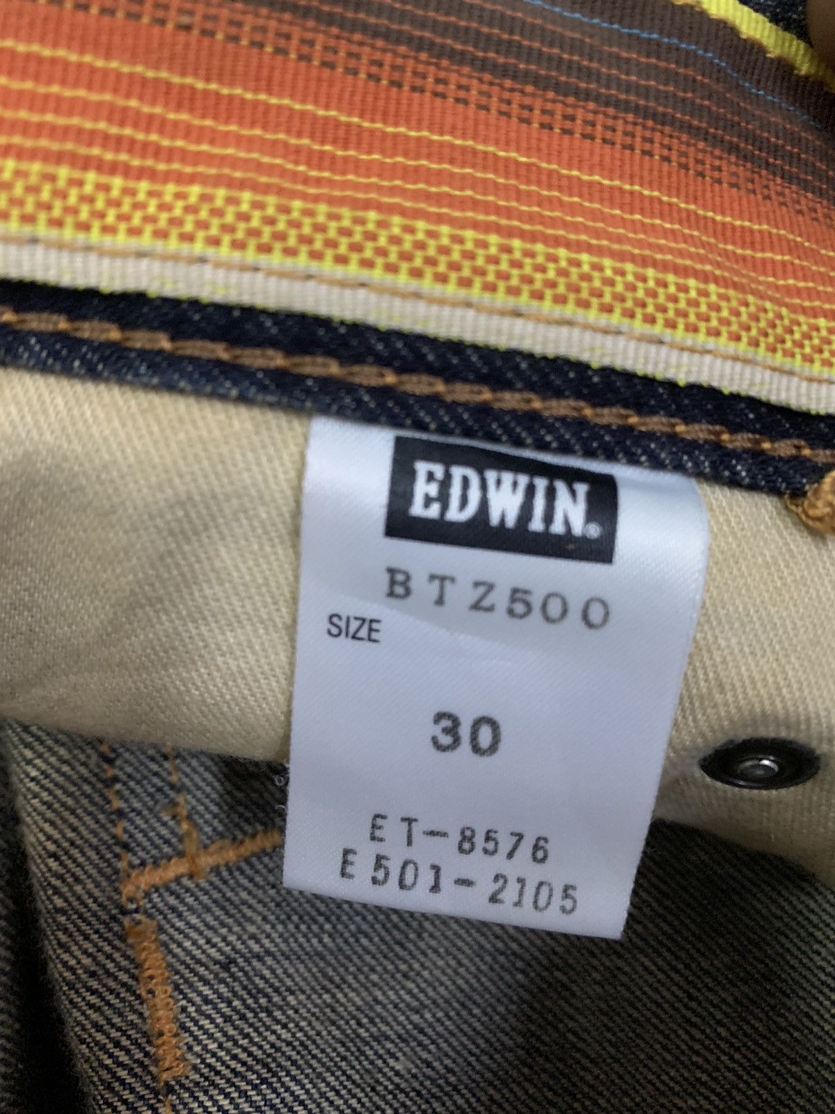 Edwin 💥Vintage 90s Flare Edwin Blue Trip Denim Size US 33 - 8 Thumbnail