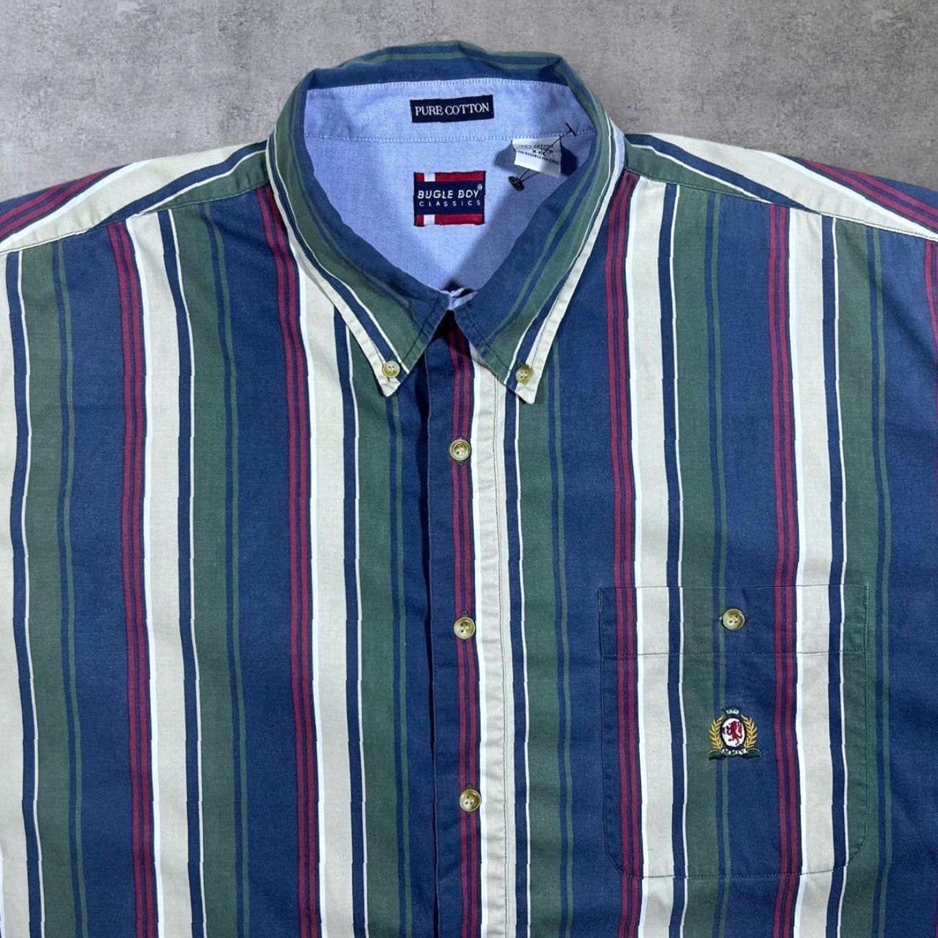 Bugle Boy VINTAGE Bugle Boy Multi Colour Striped Short Sleeve Button-Up Shirt XXL Mens Size US XXL / EU 58 / 5 - 3 Thumbnail