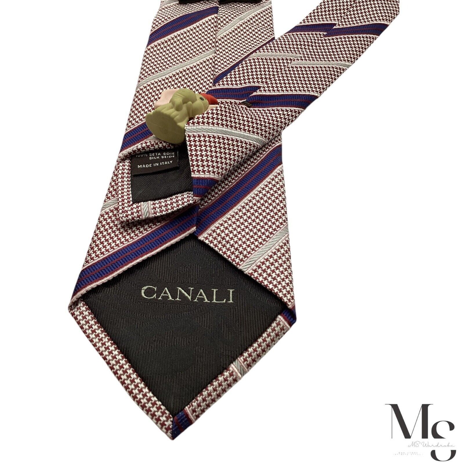 Canali CANALI Red & Blue Striped Silk Tie Made In Italy W:3.25" NWO Size ONE SIZE - 5 Thumbnail