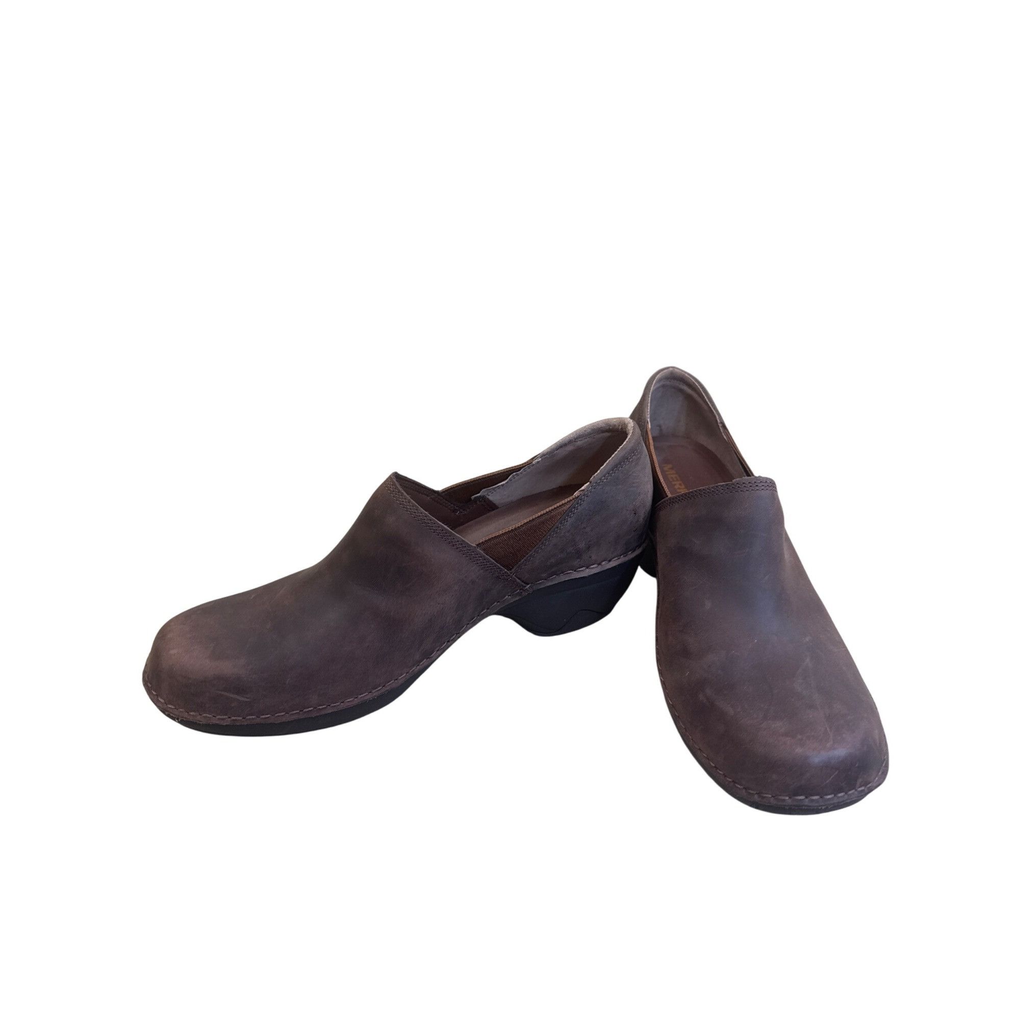 Merrell Merrell Womens Brown Leather Clogs Shoes Size 9.5 SKU 8243 Size US 9.5 / IT 39.5 - 2 Thumbnail