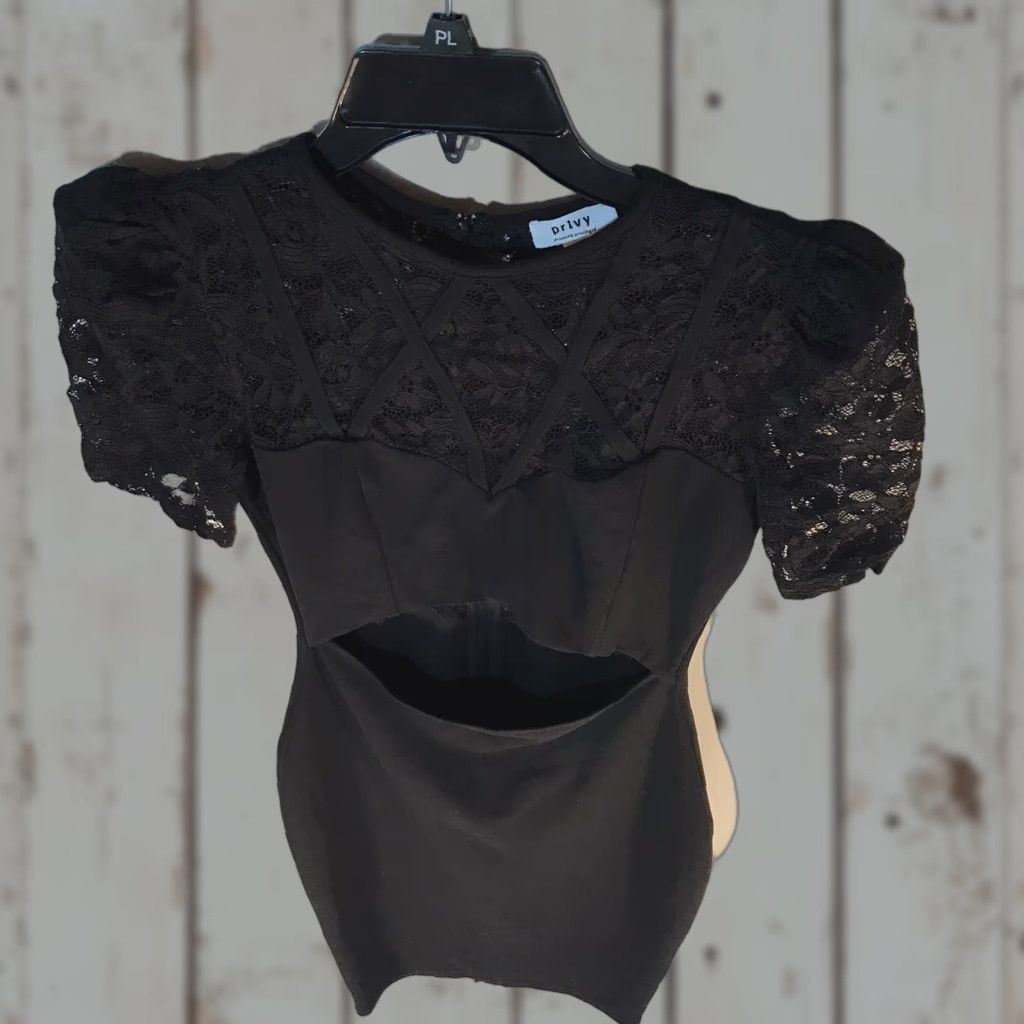 Vintage VINTAGE Privy Black Lace Dress Women Midi Cocktail Party Puff Sleeves Size M Size M / US 6-8 / IT 42-44 - 1 Thumbnail