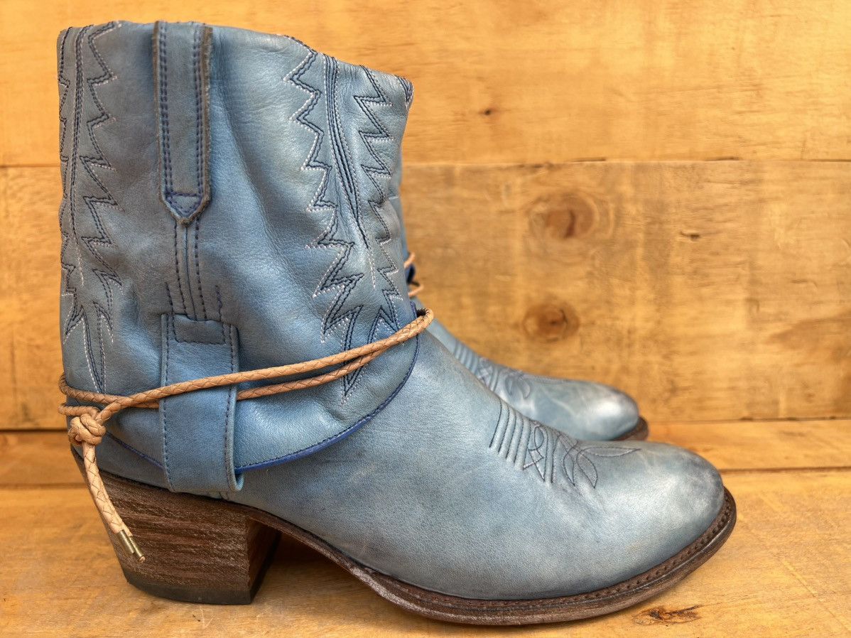Sendra Sendra Western Biker Blue Leather Boots Size US 11 / IT 41 - 3 Thumbnail