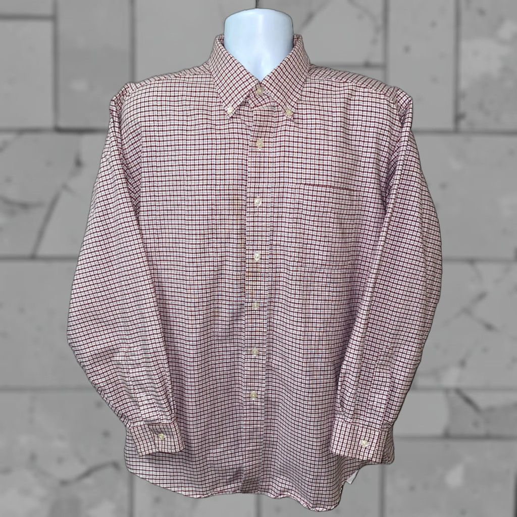 Vintage LL Bean Mens Red/White Checkered Long Sleeve Button Front Shirt 17.5 EUC Size US XXL / EU 58 / 5 - 1 Thumbnail