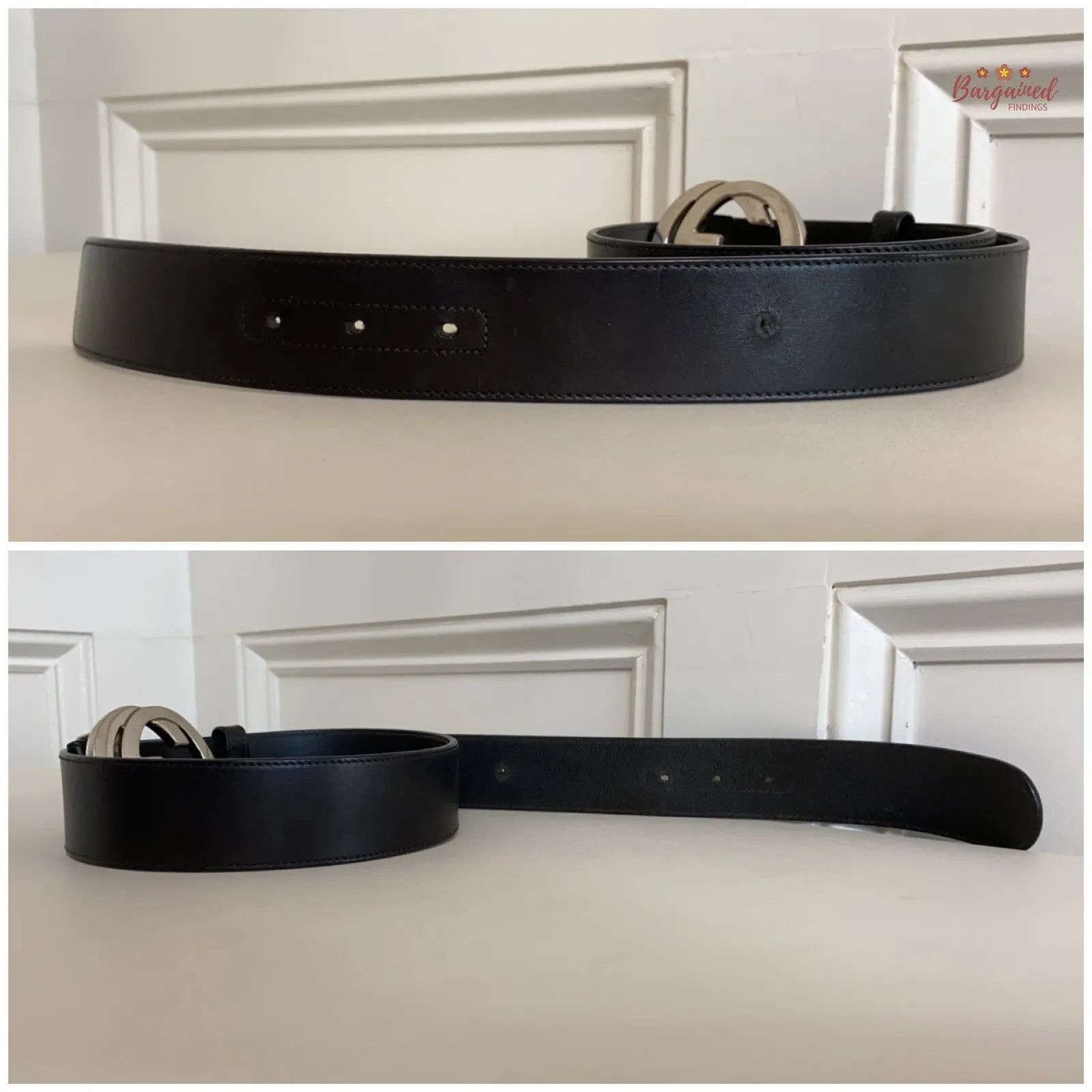 Gucci Gucci Calfskin Leather Silver Interlocking G Buckle Belt Size 30 - 4 Thumbnail