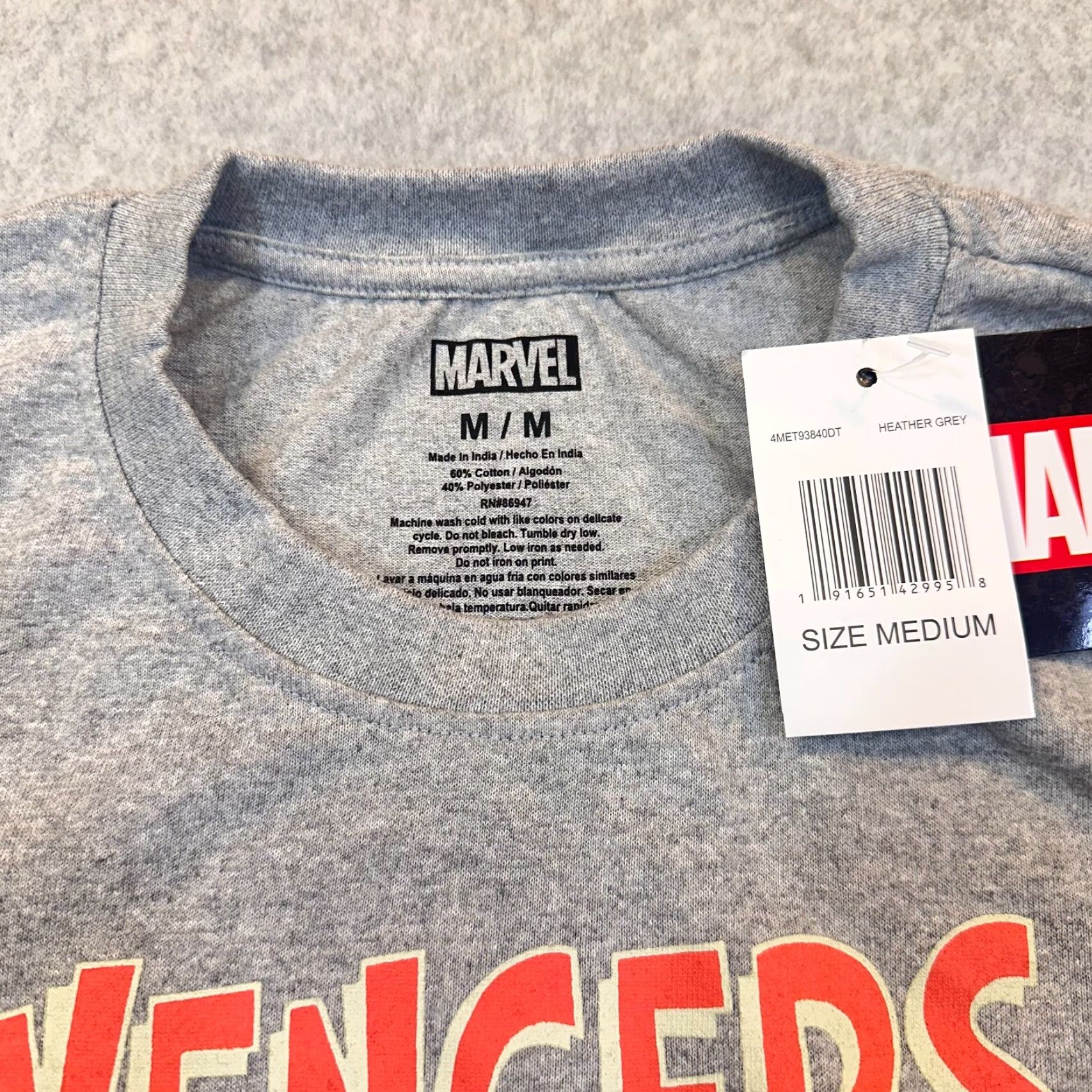 Vintage Marvel Avengers Men's Medium Heather Gray Tee T-Shirt Cartoon Graphic Print NWT Captain Thor Hulk Ironman Captain America Des. 2020s Size US M / EU 48-50 / 2 - 5 Thumbnail