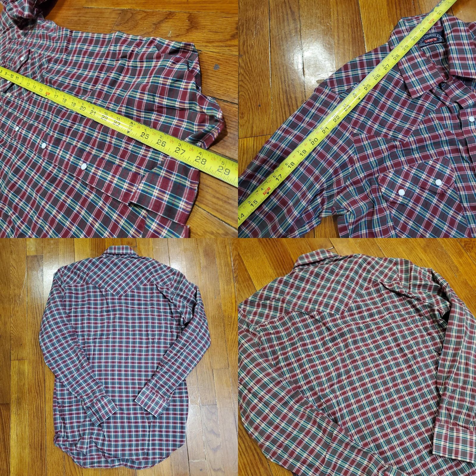 Levi's VINTAGE Levi's Shirt Mens Medium Red Green Plaid Western Pearl Snap Long Sleeve Cowboy Size US M / EU 48-50 / 2 - 8 Thumbnail