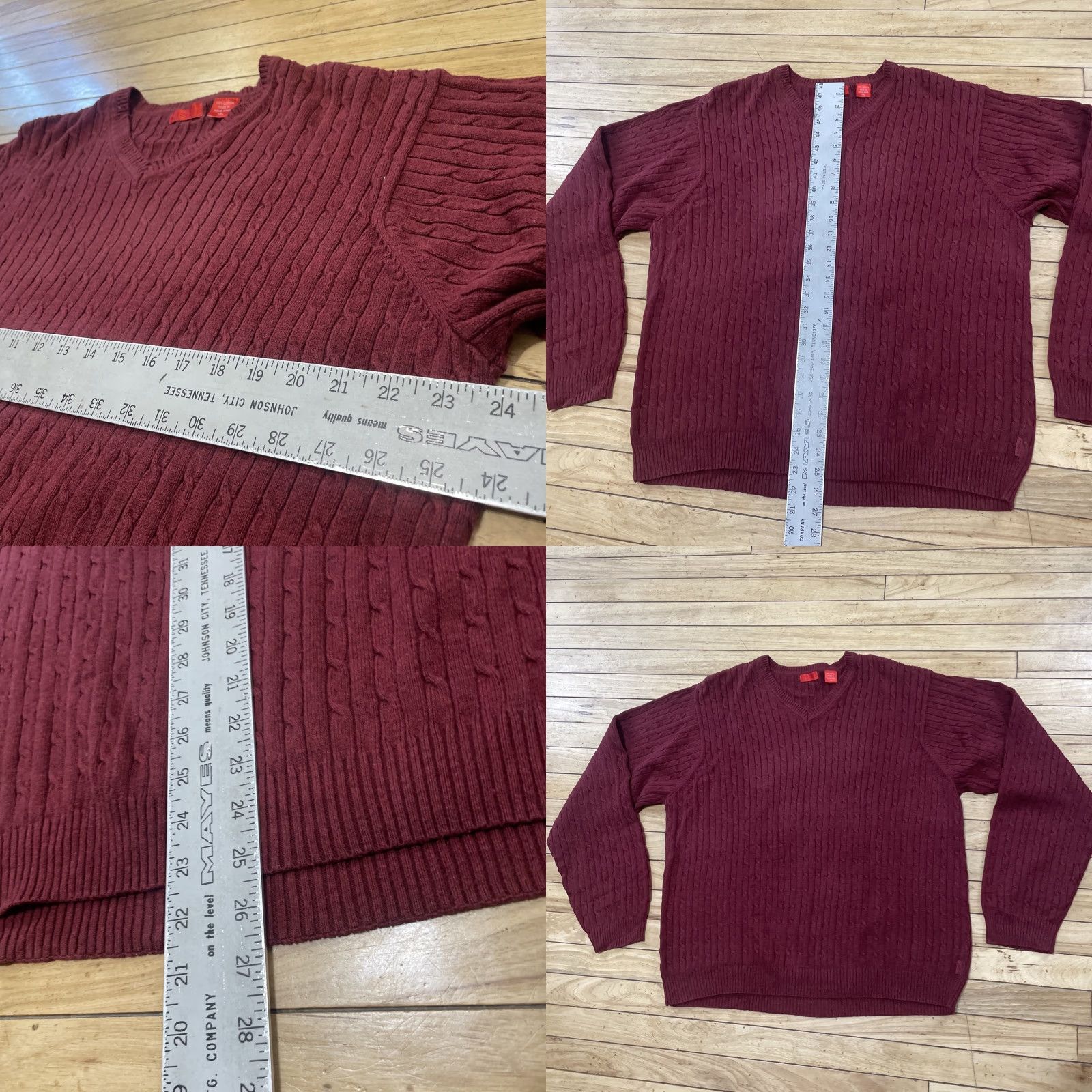 Izod VINTAGE Izod Sweater Men 2XL Cable-Knit V-Neck Maroon Red 80s 90s Old Money Pullover Womens Mens Boys Girls? Size US XXL / EU 58 / 5 - 8 Thumbnail