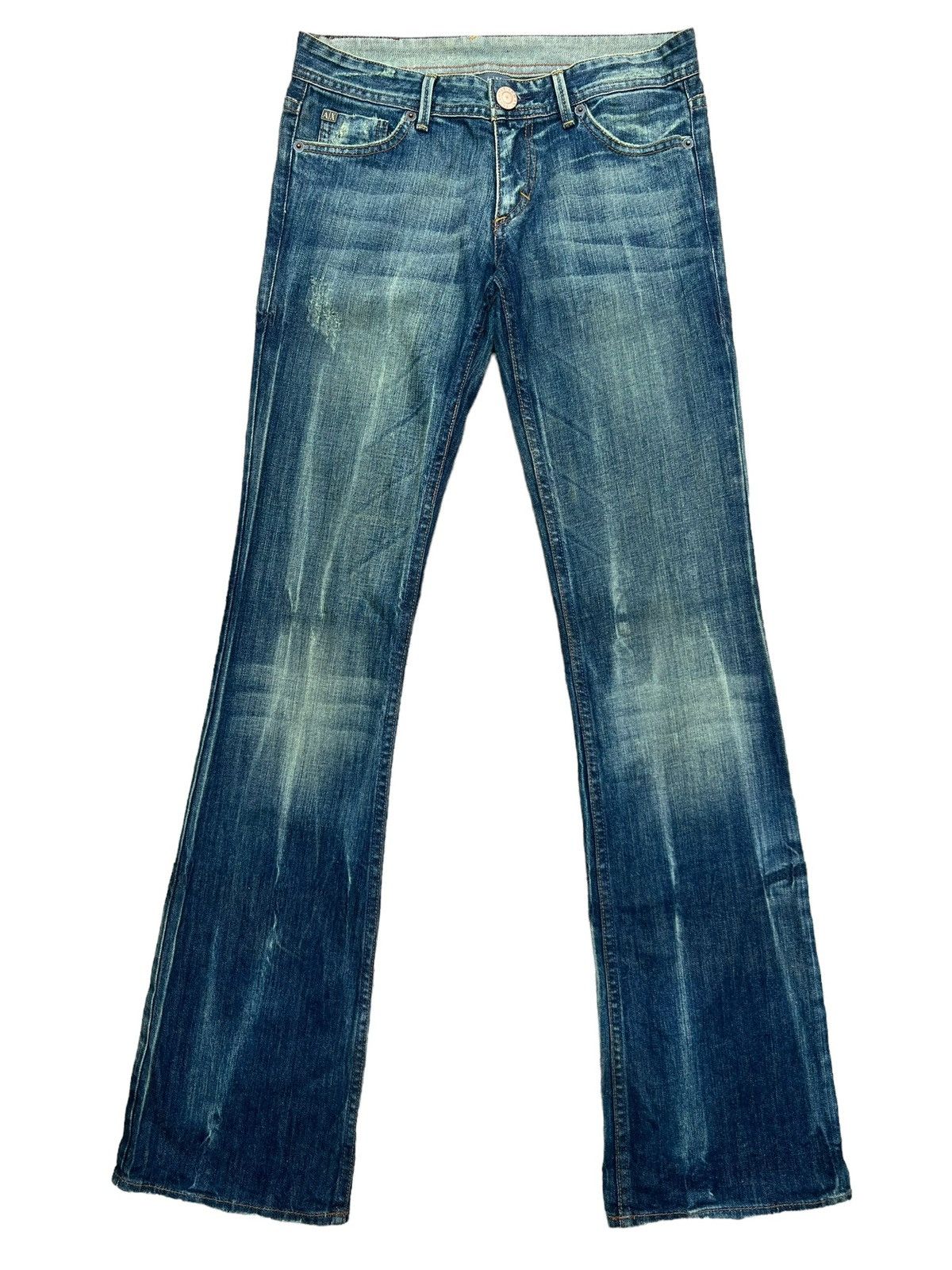 Armani Exchange Armani Exchange Punk Gothic Wings Flare Lowrise Jeans 29x34 Size 29" - 2 Thumbnail