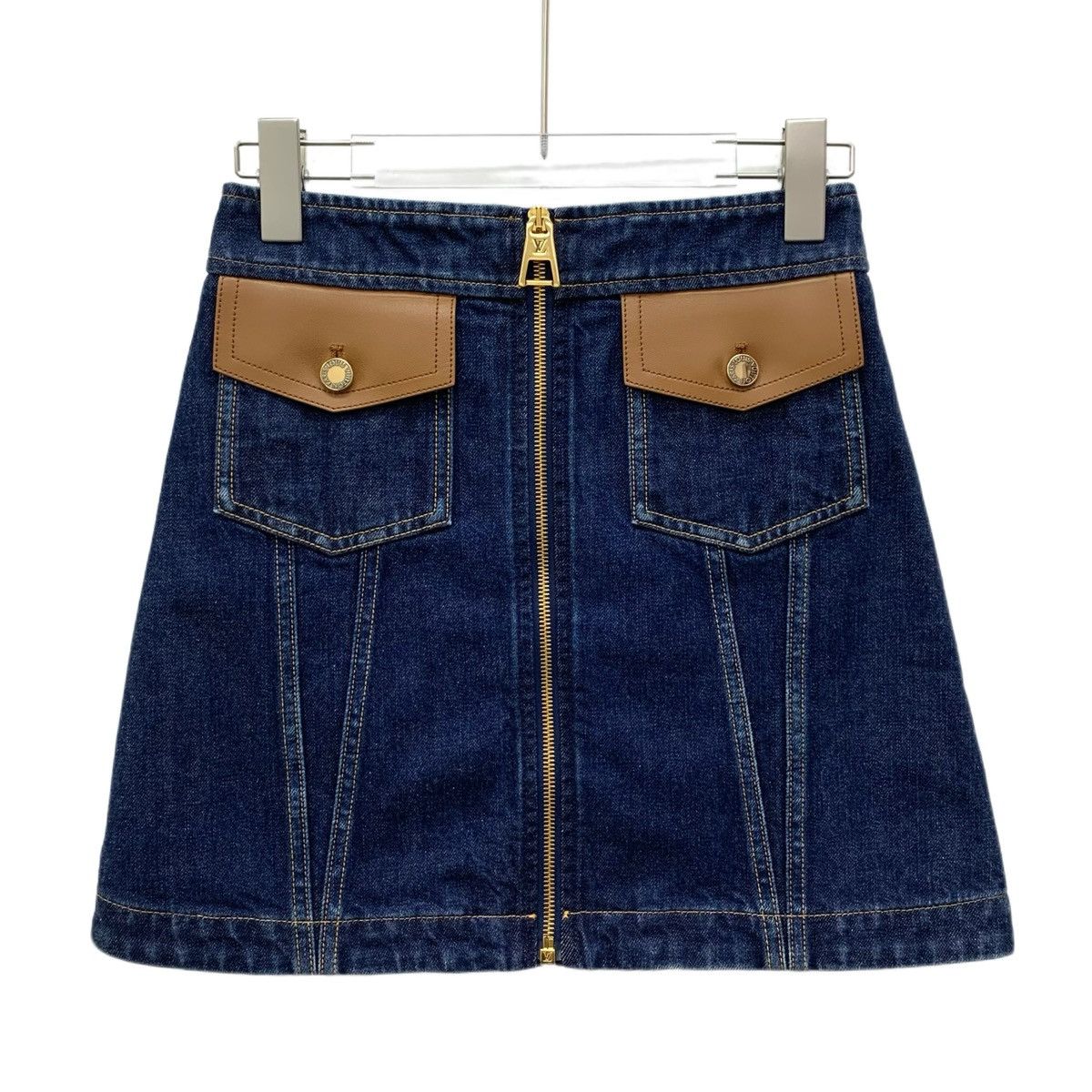 Louis Vuitton Louis Vuitton Dark Blue Vintage Washed Zip Denim Skirt K26WX Size 24" / US 00 / IT 34 - 1 Thumbnail
