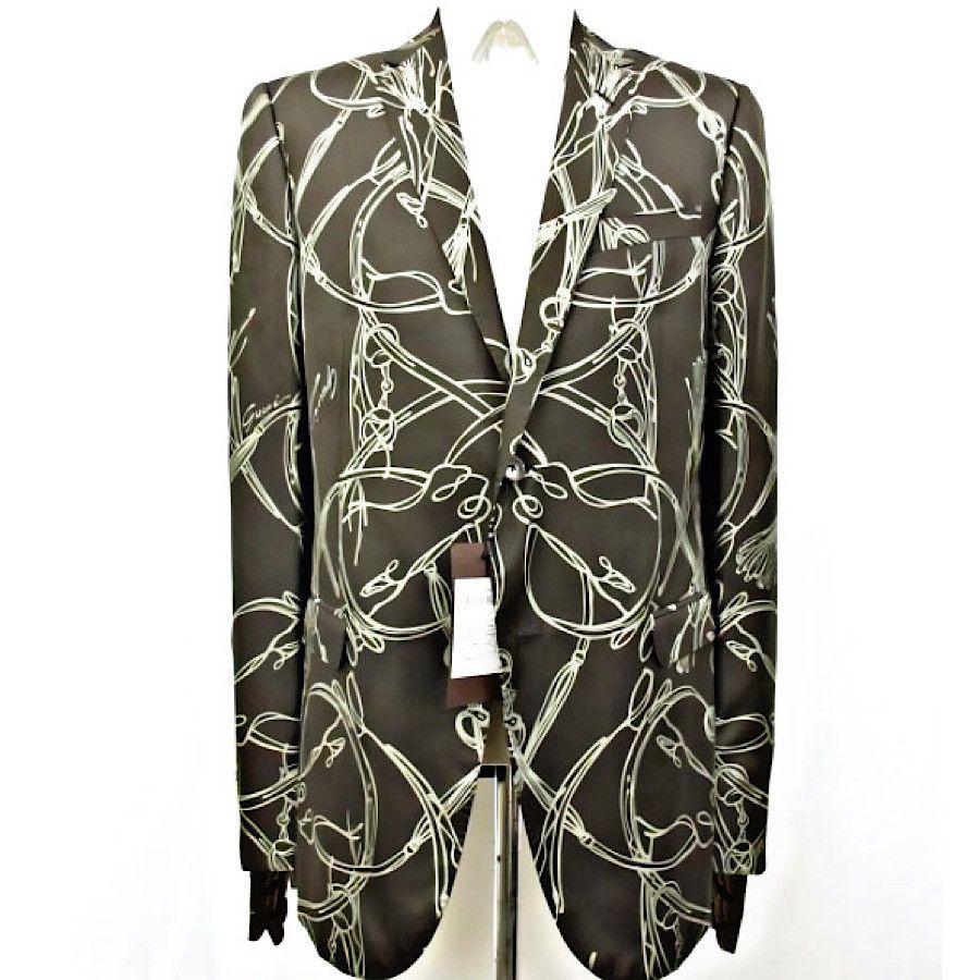 Gucci Authentic Gucci Tom Ford Runway Horse Motif Silk Blazer Size 50R - 1 Thumbnail